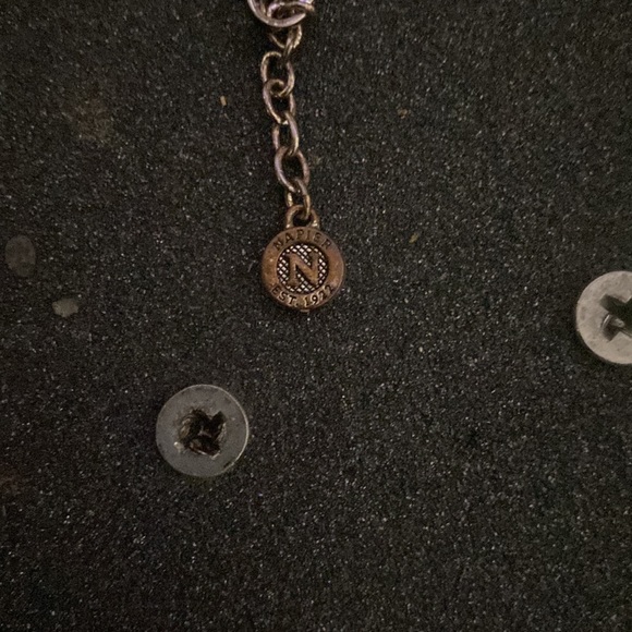 Braided rope necklace with silver tone diamond shaped charm with textured design - Picture 3 of 5